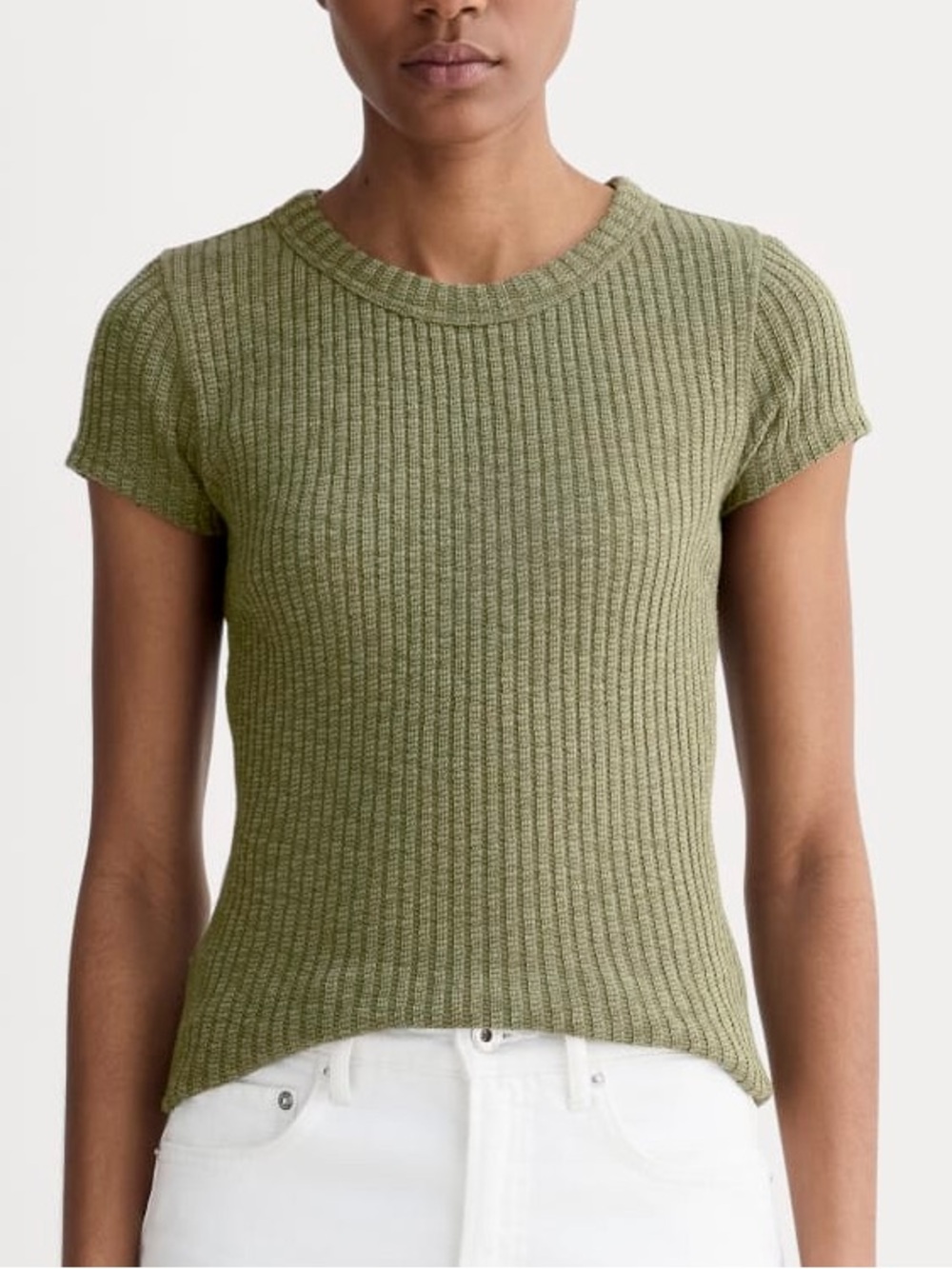 NWT Everlane Cozy Rib Tee in Kalamata Green Women’s Size Medium